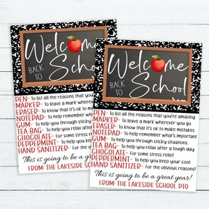 Back To School Survival Kit Gift Tag, Welcome Back First Day, Gift For Teachers Staff Students PTO PTA, Editable Printable Instant Download