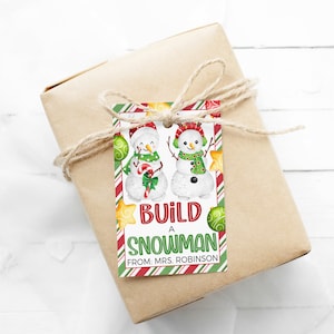 Build A Snowman Gift Tags, Make A Christmas Snowman Craft Play Dough, Gift For Students Classmates, Winter Break, Classroom Party, Printable