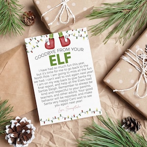 Carta editable de adiós elfo, nota de despedida de elfo, carta de informe de adiós elfo, elfos navideños, juego de actividades de elfos, plantilla imprimible