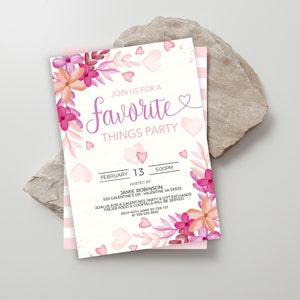Valentine&#39;s Favorite Things Invitation, Galentine&#39;s Invite, Ladies Friends Valentine Gift Exchange Party, Valentines Printable Editable