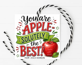 Apple Appreciation Gift Tag, Applesolutely Thank You Favor Label, Digital Printable Editable