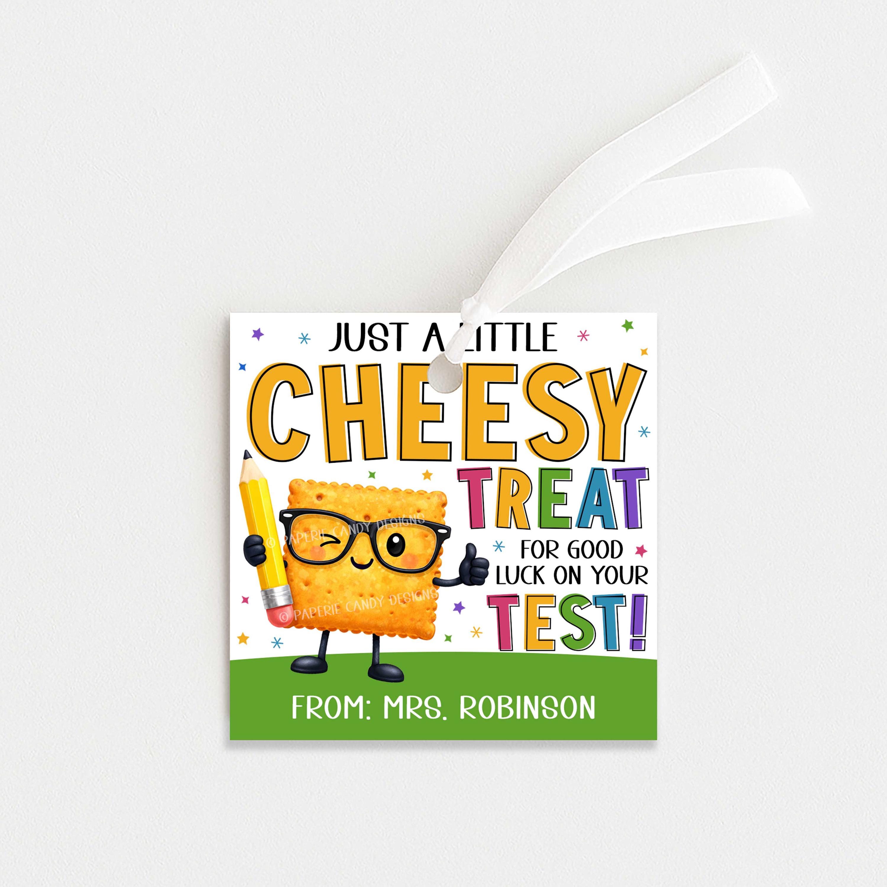 Testing Week Snacks Cheese Cracker Gift Tag, Testing Week Cheesy Label, Cheese Cracker ...