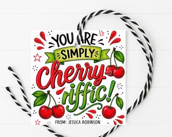 Cherry Appreciation Gift Tag, You Are Cherry-riffic Thank You Favor Label, Digital Printable Editable