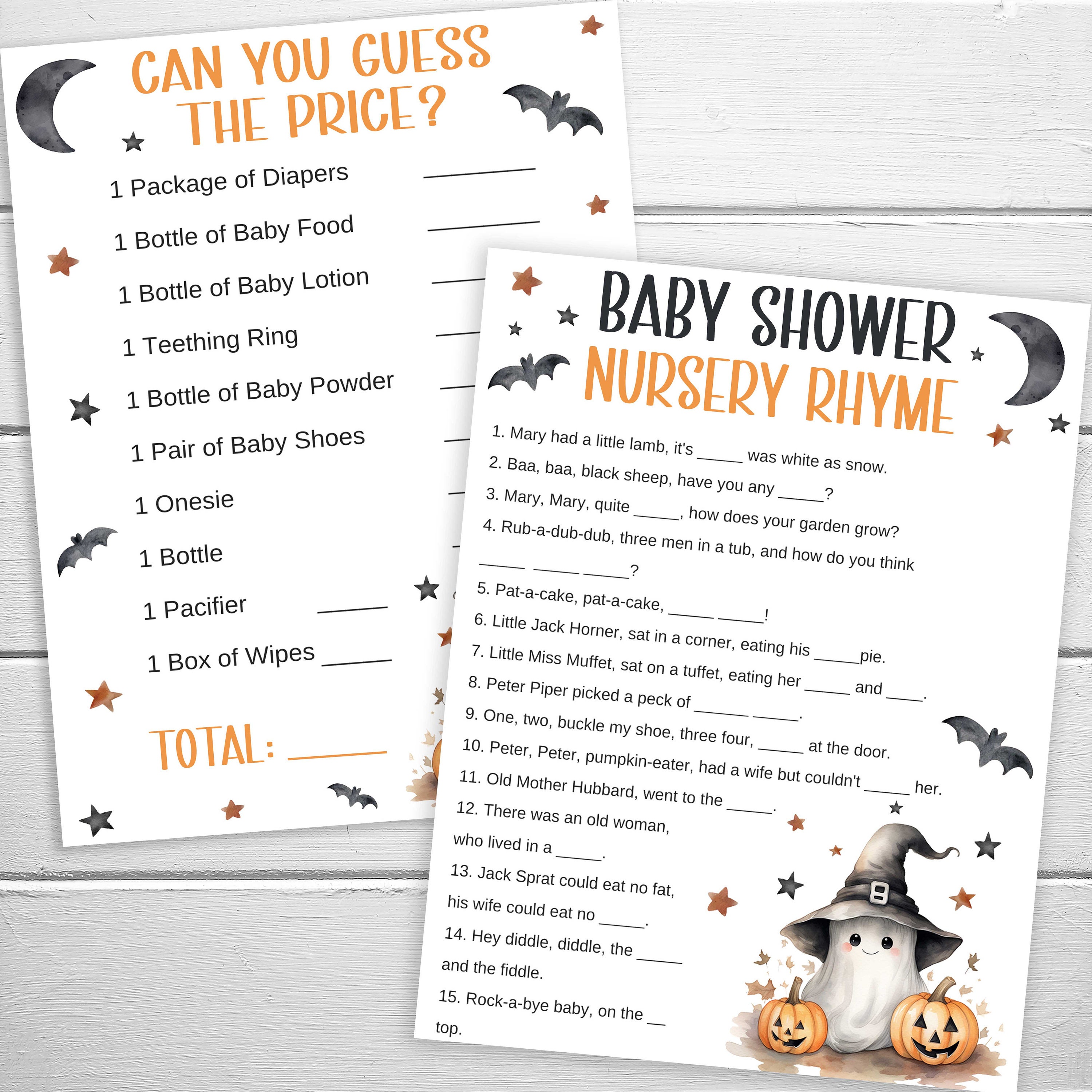 Halloween Baby Shower Games, 20 Printable Baby Shower Game, A Little