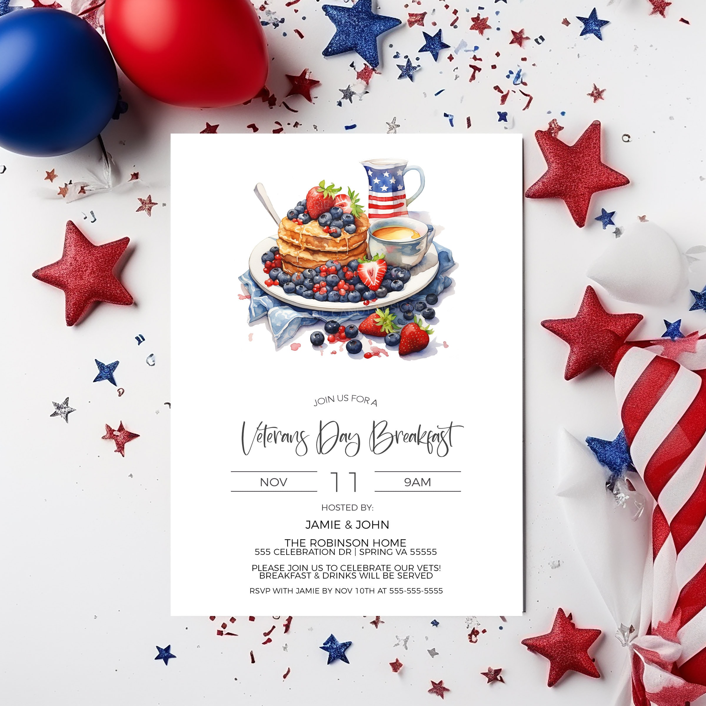 Veterans Day Breakfast Invitation Veterans Day Celebration - Etsy