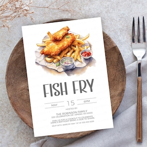 Fish Fry Invitation, Fish And Chips Invite, Seafood Birthday Party, Fish Fry Flyer, Fish Fry Competition, Printable Template Fundraiser