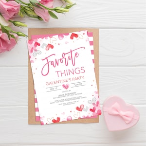 Valentine&#39;s Favorite Things Invitation, Galentine&#39;s Invite, Ladies Friends Valentine Gift Exchange Party, Galentine&#39;s Printable Editable