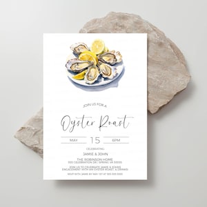 Oyster Roast Invitation, Bridal Shower, Oyster Couples Wedding Shower Invite, Seafood Raw Bar, Birthday, Engagement Party, Editable Template