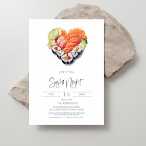 Valentine's Day Sushi Invitation, Editable Sushi Invite, Engagement Rehearsal Dinner, Birthday, Appreciation Event, Galentine Palentine,