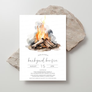 Lagerfeuer Einladung, Hinterhof Lagerfeuer einladen, Paare Verlobung Dusche, S&#39;more Bar, Mr Mrs, Geburtstagsparty Lagerfeuer, druckbar bearbeitbar
