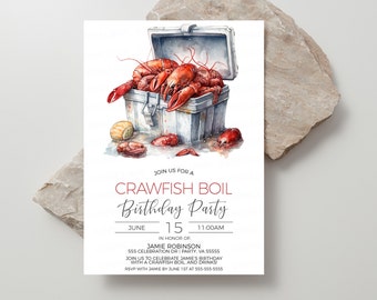 Crawfish Boil Invitation, Crawfish Boil Invite, Crawfish Boil Birthday, Crawfish Graduation Party, Beer And Boil Editable Printable Template