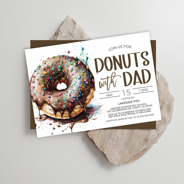 Donuts With Dad Invitation, Father's Day Donut Invite, Father's Appreciation Fundraiser, Thank You Breakfast, Editable Printable Template