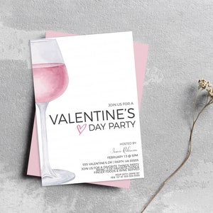 Alla hjärtans dag vininbjudan, redigerbar alla hjärtans dag lunchmiddagsinbjudan, vinprovning, vänners alla hjärtans dag-fest, Galentines utskrivbara redigerbara bild 5