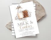 Milk And Cookies Party Invitation, Milk & Cookie Invite, Milk And Cookies Birthday, Boy Girl Twins, Milk And Cookies Celebration, Editable
