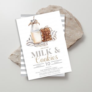 Milk And Cookies Party Invitation, Milk & Cookie Invite, Milk And Cookies Birthday, Boy Girl Twins, Milk And Cookies Celebration, Editable