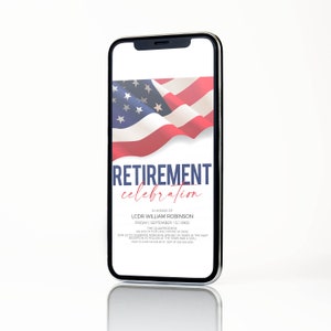Military Retirement Ceremony Invitation, American Flag Invite, United States Navy Army Marines Air Force Coast Guard, Editable Printable image 3