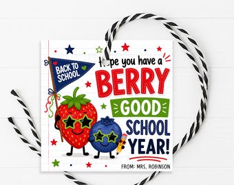 Fruit Snack Gift Tag, Back To School Berry Good Welcome Back Student Teacher, Printable Editable