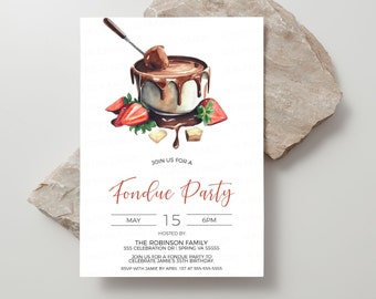 Chocolate Fondue Invitation, Chocolate Fondue Party Invite, Fondue Birthday, Fondue Shower, Employee Staff Appreciation, Editable Template