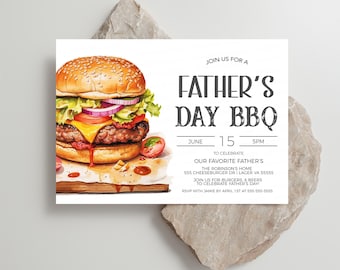 Father's Day Invitation, Fathers Day Invite, Father's Day BBQ, Fathers Day Lunch Dinner Party Celebration, Editable Template Printable