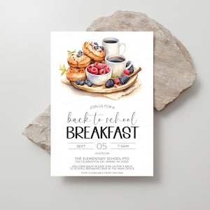 Back To School Breakfast Invitation, Welcome Back Breakfast Invite, 1st Day of School Brunch, Employee Staff Appreciation Editable Printable