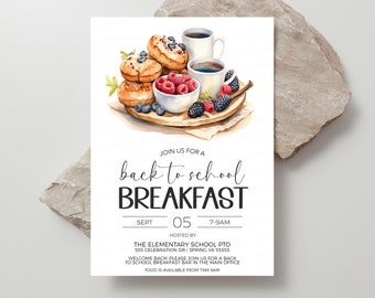 Back To School Breakfast Invitation, Welcome Back Breakfast Invite, 1st Day of School Brunch, Employee Staff Appreciation Editable Printable