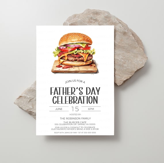 Father's Day Invitation, Fathers Day Invite, Father's Day BBQ, Fathers Day Lunch Dinner Party Celebration, Editable Template Printable