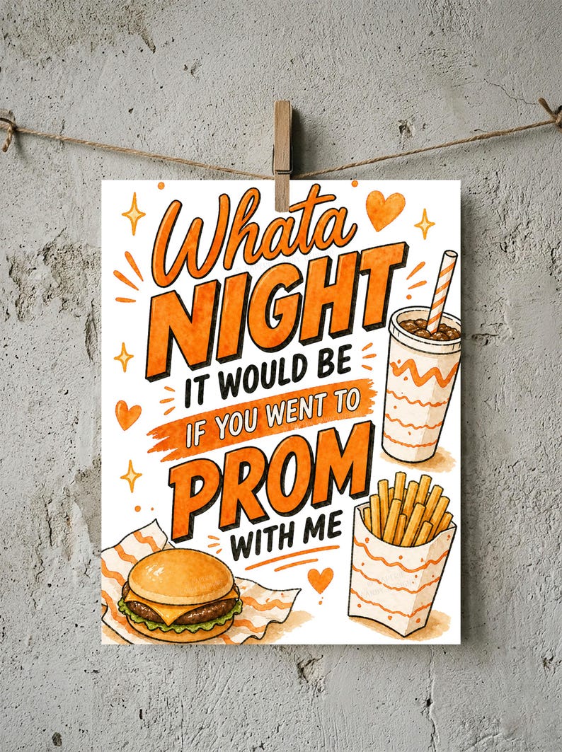 Burger Promposal Prom Poster, Whata Night It Would Be Prom Printable ...