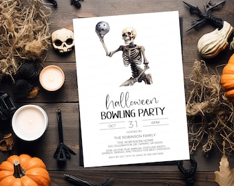 Halloween Bowling Party Invitation, Halloween Bowling Costume Party Invite, Birthday Night, Bowling Tournament, Cosmic Bowling, Digital