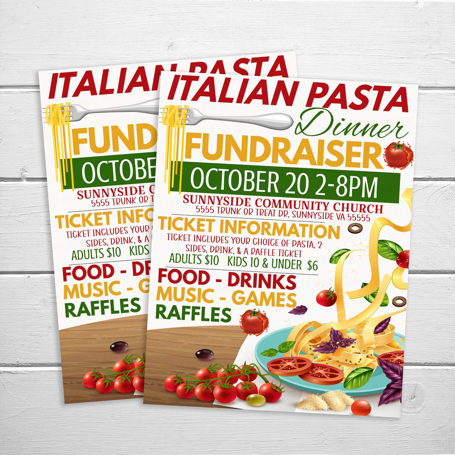 Editable Pasta Fundraiser Flyer, Spaghetti Italian Dinner Fundraising ...