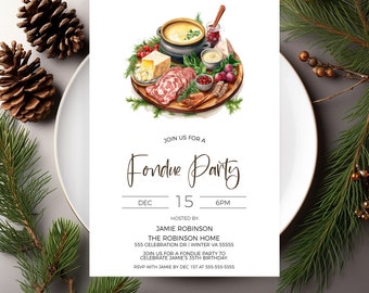 Christmas Fondue Invitation, Fondue Party Invite, Fondue Birthday Celebration, Fondue Shower, Employee Staff Appreciation, Editable Template