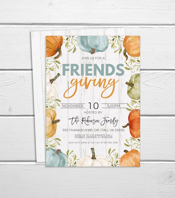 Editable Friendsgiving Invitation, Thanksgiving Party Invite, Fall ...