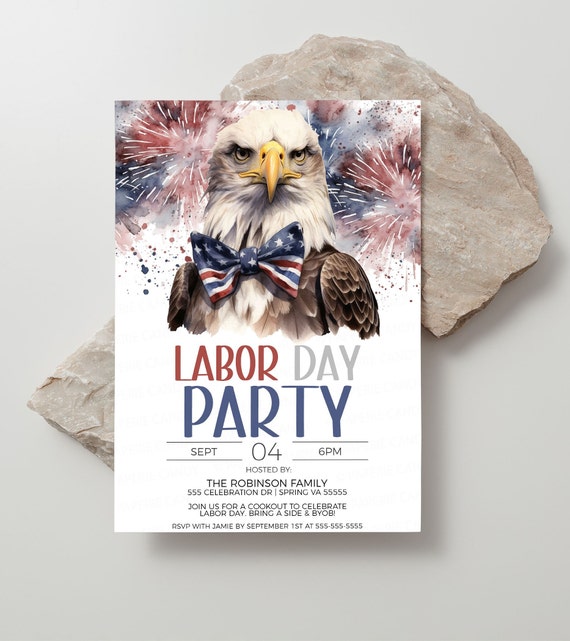 Labor Day Invitation, Labor Day Invite, BBQ Cookout Brunch Lunch Dinner, Memorial Day 4th of July, Retirement Homecoming, Editable Printable