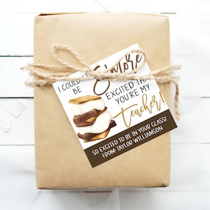 Teacher S&#39;more Appreciation Gift Tag, I Couldn&#39;t Be S&#39;more Excited You&#39;re My Teacher Label, School Staff Employee, DIY Editable Printable