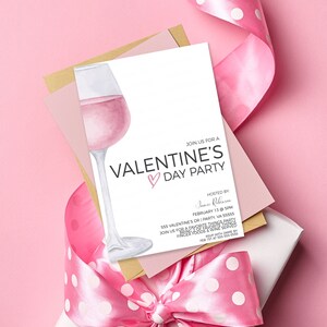 Alla hjärtans dag vininbjudan, redigerbar alla hjärtans dag lunchmiddagsinbjudan, vinprovning, vänners alla hjärtans dag-fest, Galentines utskrivbara redigerbara bild 8