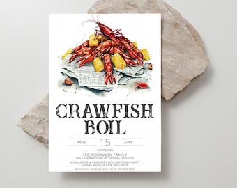 Crawfish Boil Invitation, Crawfish Boil Invite, Crawfish Boil Birthday, Crawfish Graduation Party, Beer And Boil Editable Printable Template