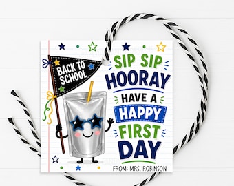 Juice Pouch Gift Tag, Drink Back To School Welcome Back Label, Printable Editable
