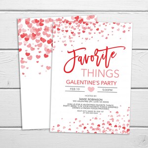 Inbjudan till Alla hjärtans dags favoritsaker, Galentines inbjudan, Alla hjärtans dag-presentbytesfest för damer och vänner, Alla hjärtans dag utskrivbar och redigerbar bild 4