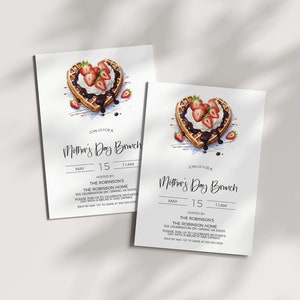 K&ouml;nnte beinhalten: Einladung zu einem Muttertagsbrunch am 15. Mai um 11:00 Uhr. Die Veranstaltung wird von The Robinson's im The Robinson Home, 555 Celebration Drive, Spring, VA 55555, ausgerichtet. G&auml;ste sind eingeladen, den Muttertag mit einem Brunch und Getr&auml;nken zu feiern. Bitte melden Sie sich bis zum 1. Mai bei Jamie unter 555-555-5555 an.