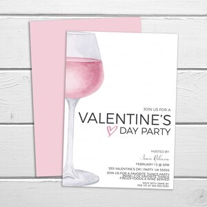 Alla hjärtans dag vininbjudan, redigerbar alla hjärtans dag lunchmiddagsinbjudan, vinprovning, vänners alla hjärtans dag-fest, Galentines utskrivbara redigerbara bild 4