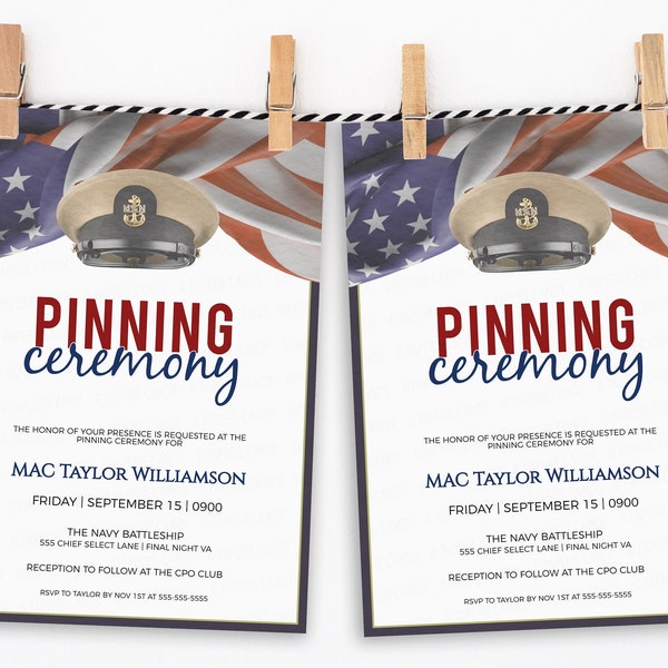 Editable CPO Pinning Ceremony Invitation, E7 Chief Petty Officer Select Pinning Invite, United States Navy Pinning Event, Printable