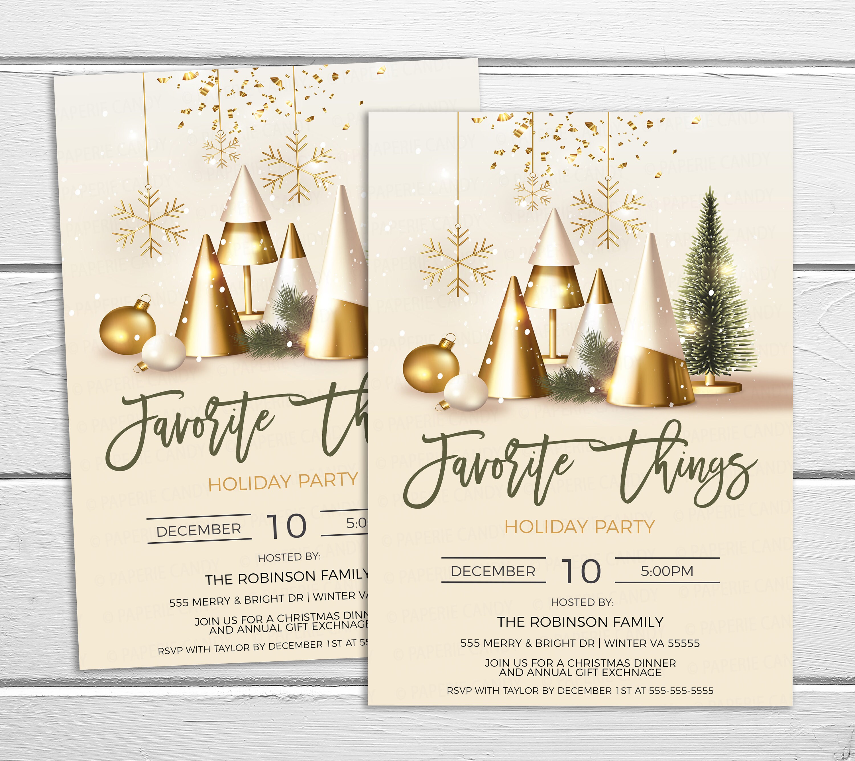 Editable Favorite Things Christmas Party Invitation, Favorite Thing Gift Exchange Invite, Winter ...