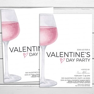 Alla hjärtans dag vininbjudan, redigerbar alla hjärtans dag lunchmiddagsinbjudan, vinprovning, vänners alla hjärtans dag-fest, Galentines utskrivbara redigerbara bild 6