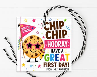 Chocolate Chip Cookie Gift Tag, Back To School Welcome Back Cookies Label, Printable Editable