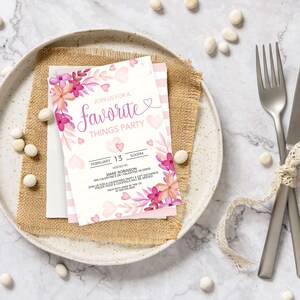 Inbjudan till Alla hjärtans dags favoritsaker, Galentines inbjudan, Alla hjärtans dag-presentbytesfest för damer och vänner, Alla hjärtans dag utskrivbar och redigerbar bild 7