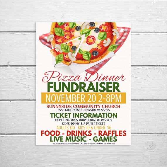 Editable Pizza Fundraiser Flyer, Pizza Dinner Fundraising Invitation, School Church Business Charity Invite, PTA PTO Printable Template Il_570xn