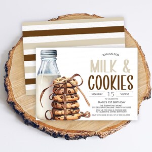 Milk And Cookies Party Invitation, Milk & Cookie Invite, Milk And Cookies Birthday, Boy Girl Twins, Milk And Cookies Celebration, Editable