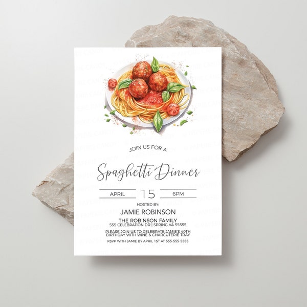 Spaghetti Invitation, Spaghetti Invite, Italian Pasta Dinner, Rehearsal Dinner, Spaghetti Birthday, Church Event Editable Printable Template