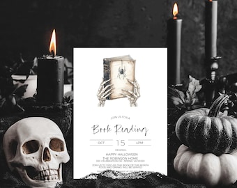 Halloween Book Club Invitation, Halloween Book Invite, Halloween Reading Club Invitation, Halloween Book Swap, Digital Template Printable