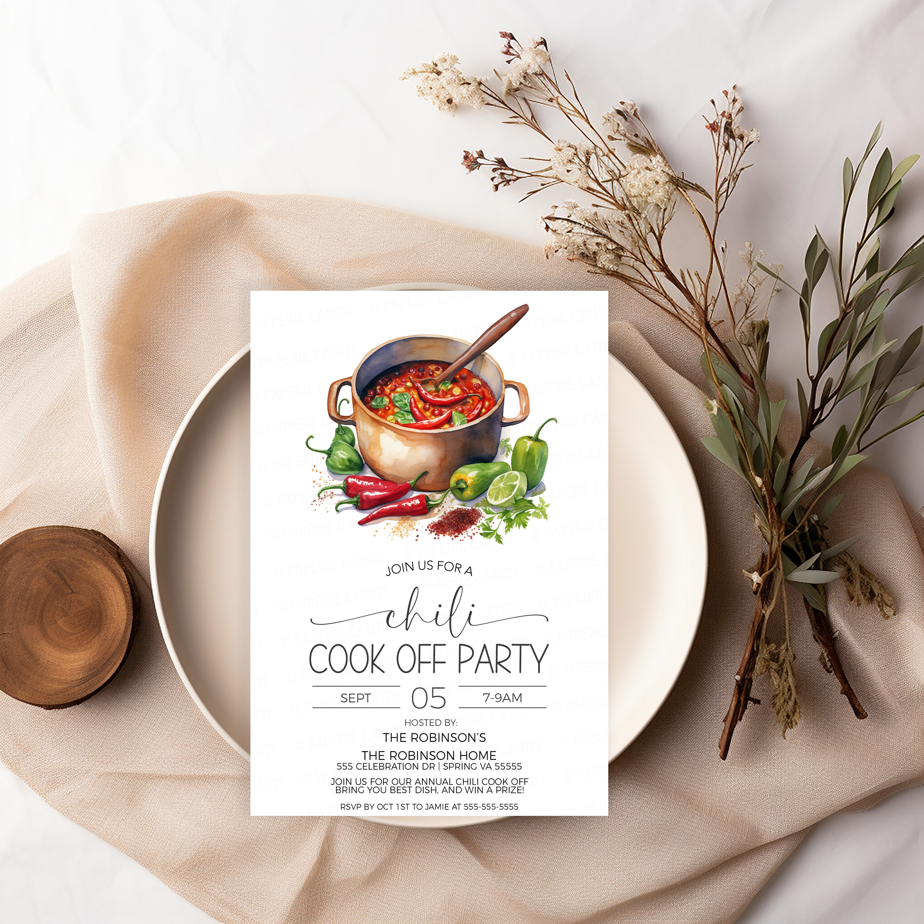 Chili Cook off Invitation, Chili Cook-off Tasting Competition Invite ...