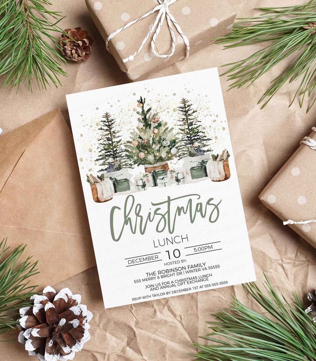 Editable Christmas Lunch Party Invitation Brunch Luncheon Dinner editable-christmas-lunch-party-invitation-brunch-luncheon-dinner
